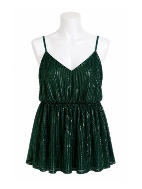 Size 4X Torrid Women’s Peplum Sequin V-Neck Tank Botanical Garden BNWT